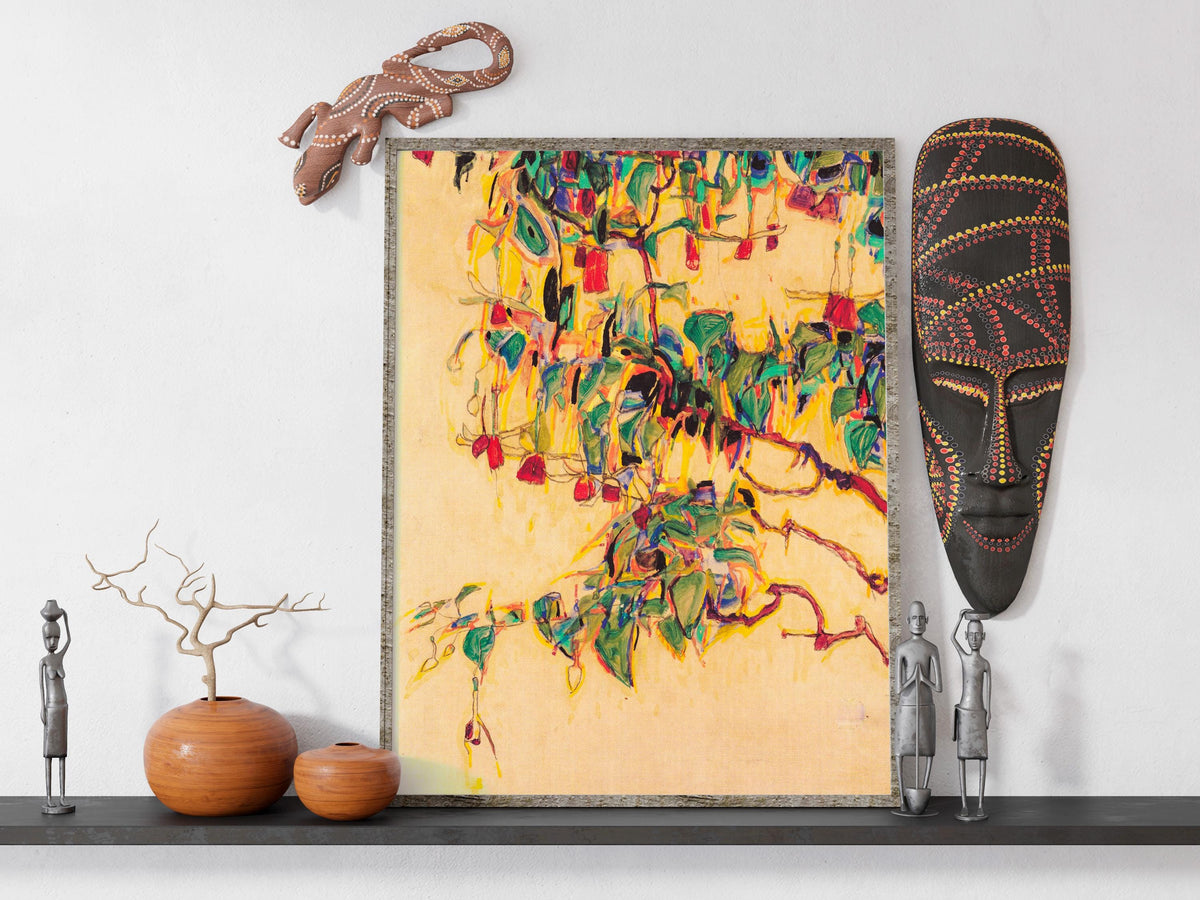 Egon Schiele - Sonnenbaum. Kitchen wall art, Schiele art print, Nature poster, Famous art, Painting on canvas, Bedroom d