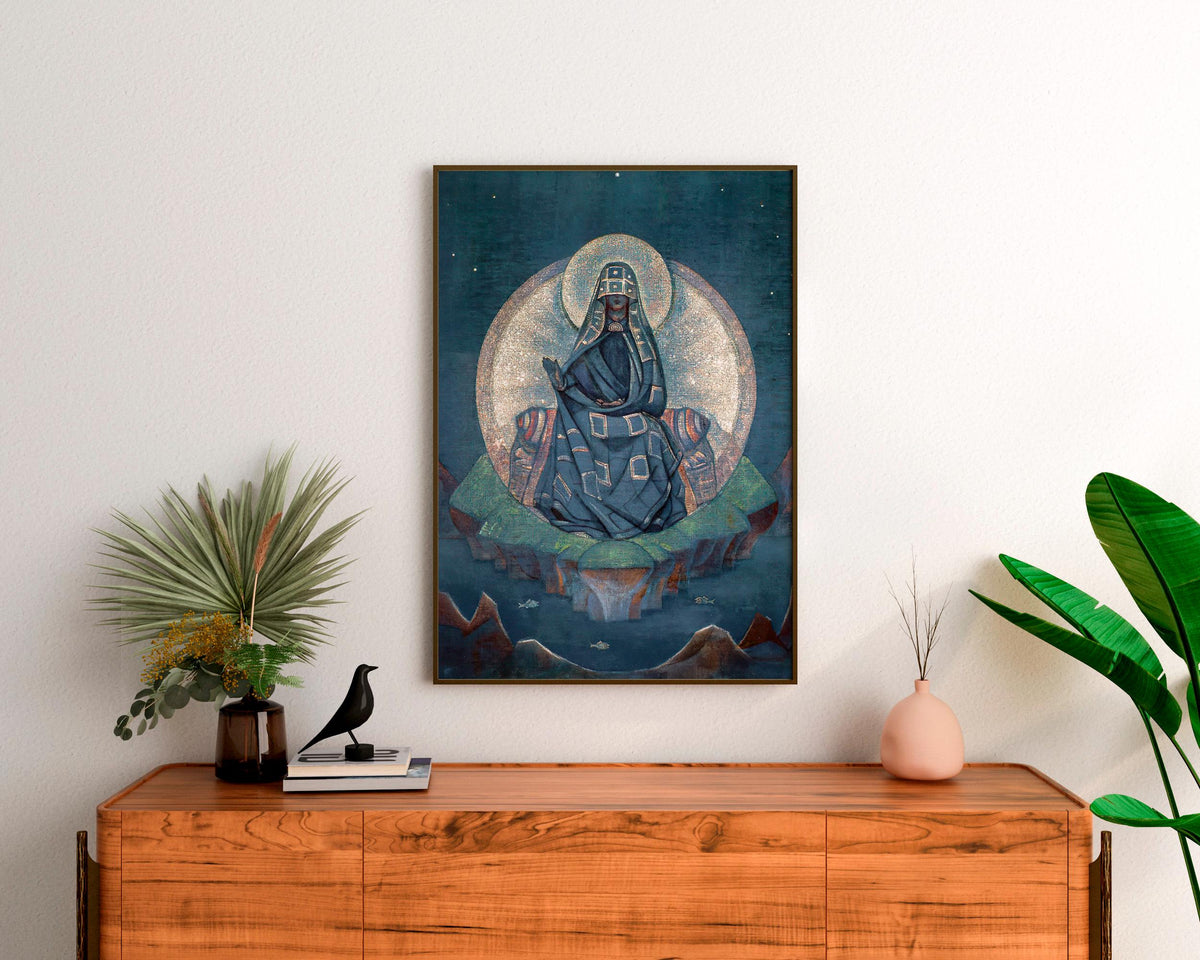 Nicholas Roerich - The Mother of the World. Magic woman art, Reproduction canvas, Large wall art, Mystical woman, Fine a