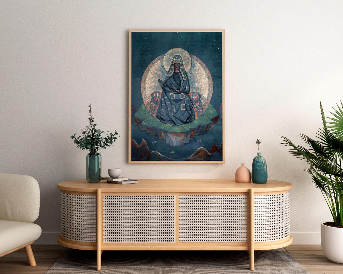 Nicholas Roerich - The Mother of the World. Magic woman art, Reproduction canvas, Large wall art, Mystical woman, Fine a