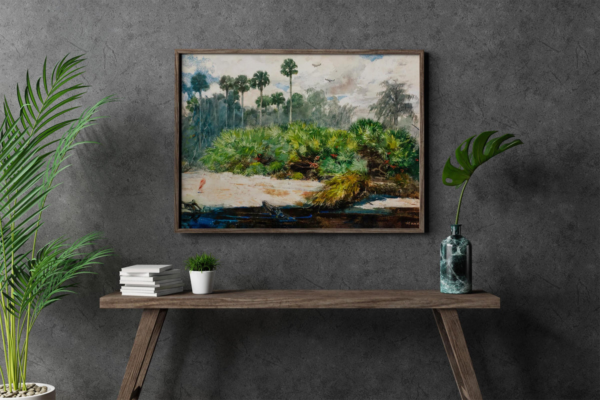 Winslow Homer - Florida Jungle. Landscape nature, Jungle painting, Print on canvas, Poster print, Gallery wrapped, Fine 