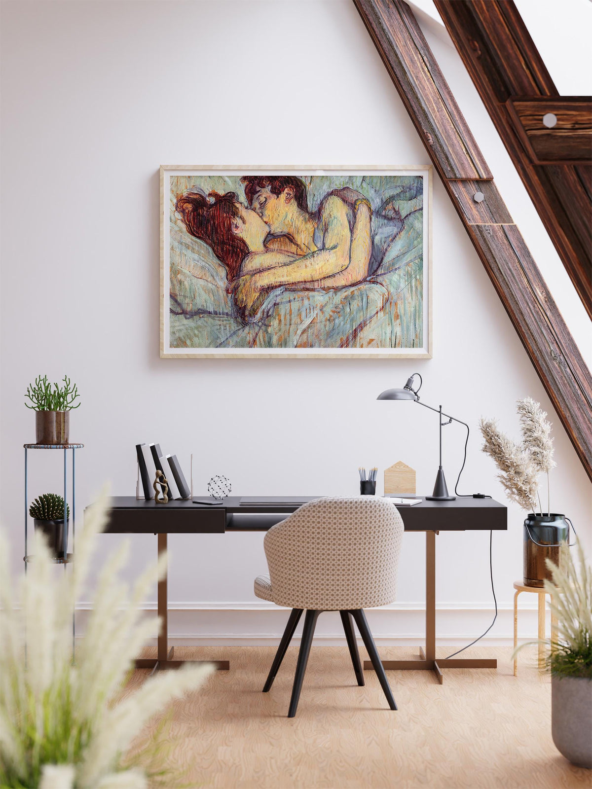Henri de Toulouse Lautrec - In bed the kiss. Couple love art print, Romantic painting, Bedroom decor, Kiss poster print,