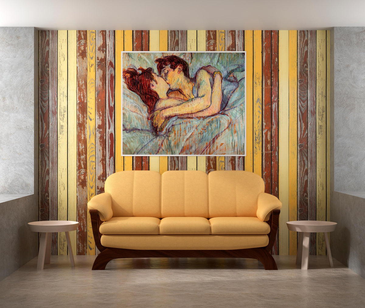 Henri de Toulouse Lautrec - In bed the kiss. Couple love art print, Romantic painting, Bedroom decor, Kiss poster print,