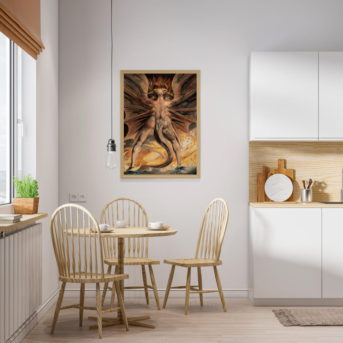 William Blake - The Great Red Dragon and the Woman Clothed in Sun. Blake poster, Canvas painting, Ready to hang, Giclee 