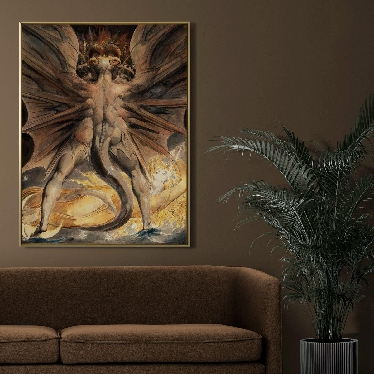 William Blake - The Great Red Dragon and the Woman Clothed in Sun. Blake poster, Canvas painting, Ready to hang, Giclee 