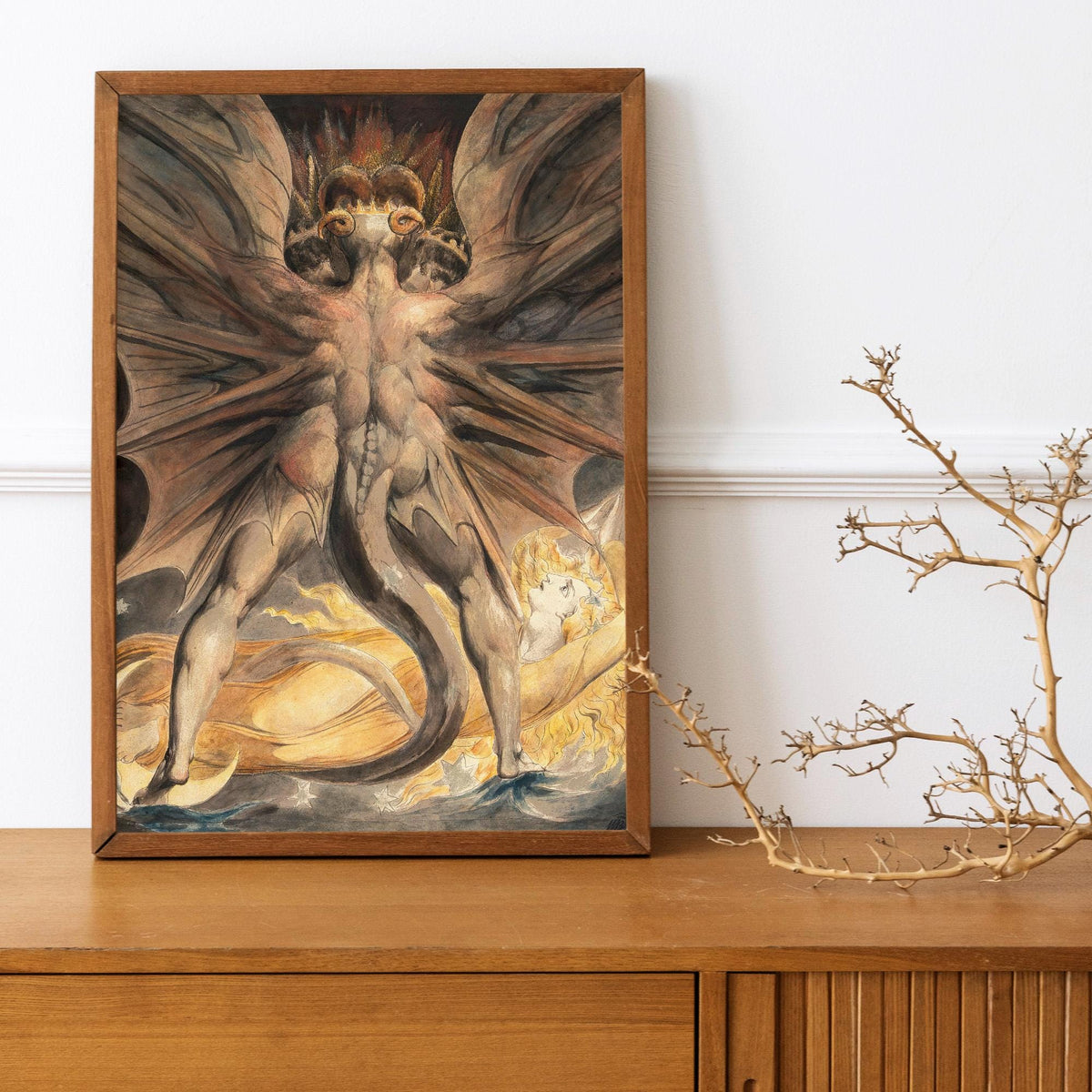 William Blake - The Great Red Dragon and the Woman Clothed in Sun. Blake poster, Canvas painting, Ready to hang, Giclee 