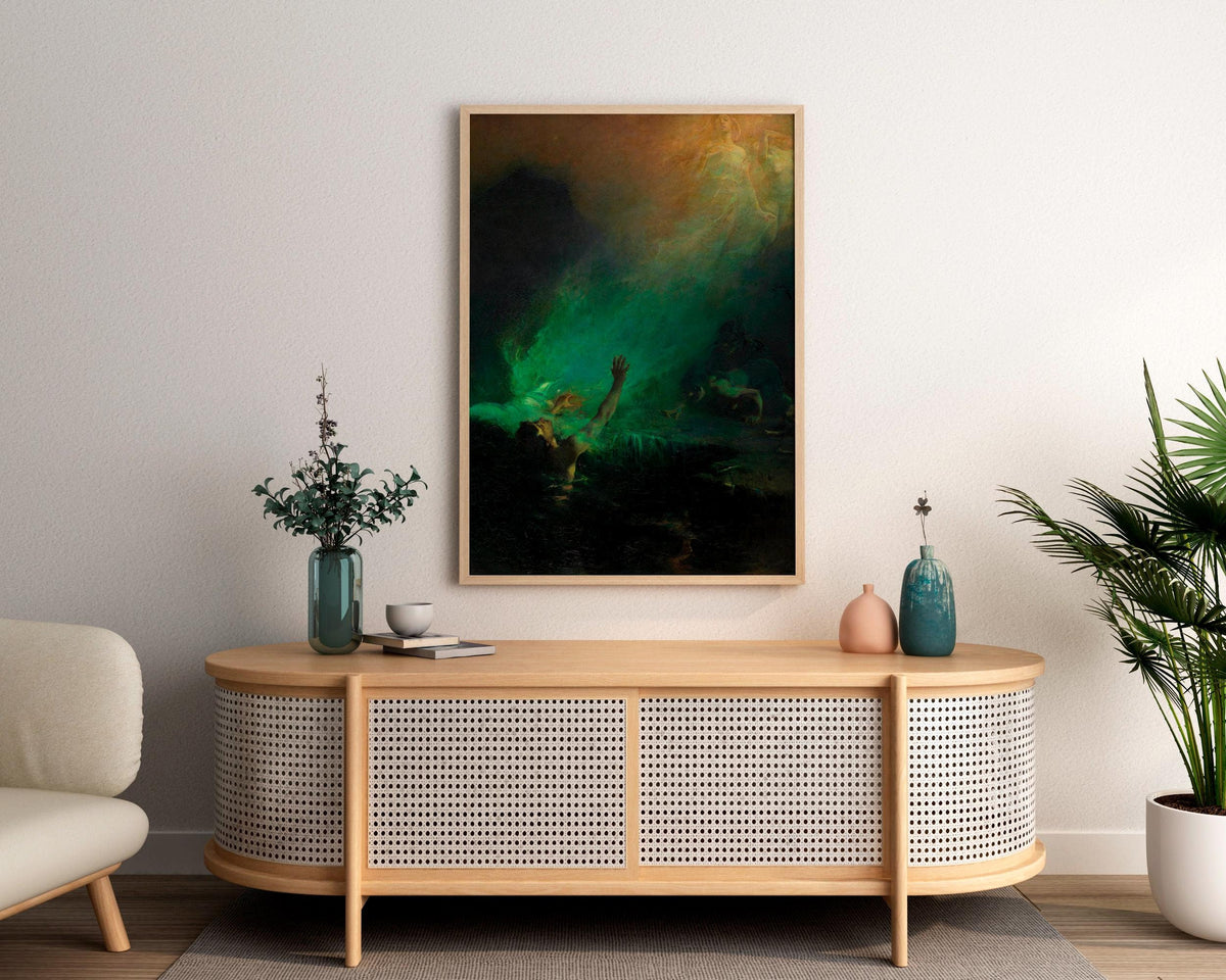 John Longstaff - Sirens. Dark wall art, Gothic canvas, Water nymphs art print, Mermaid painting, Reproduction canvas, La