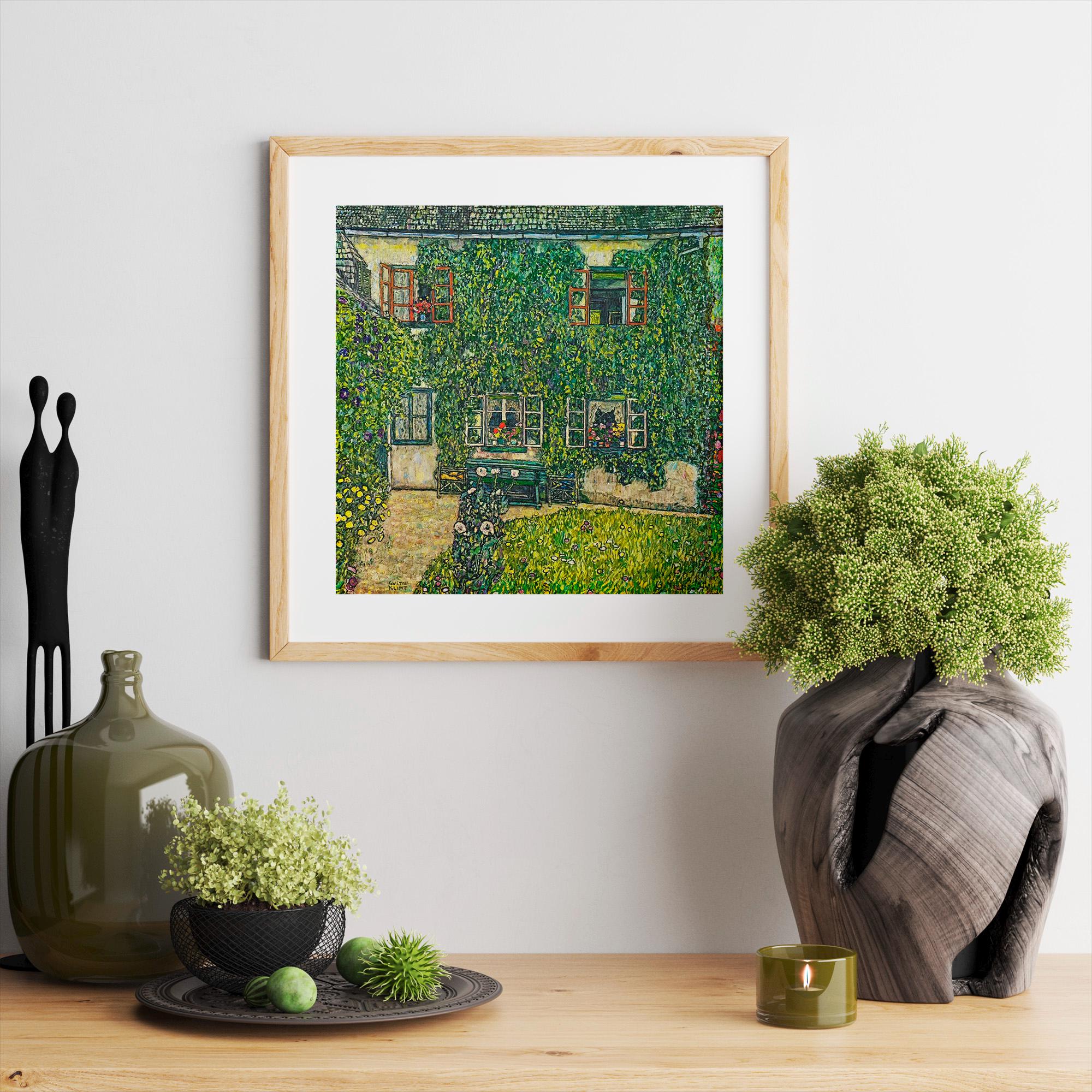 Gustav Klimt - The House of Guardaboschi. Klimt poster print, Large wall art, Green kitchen wall art, Nature painting, L