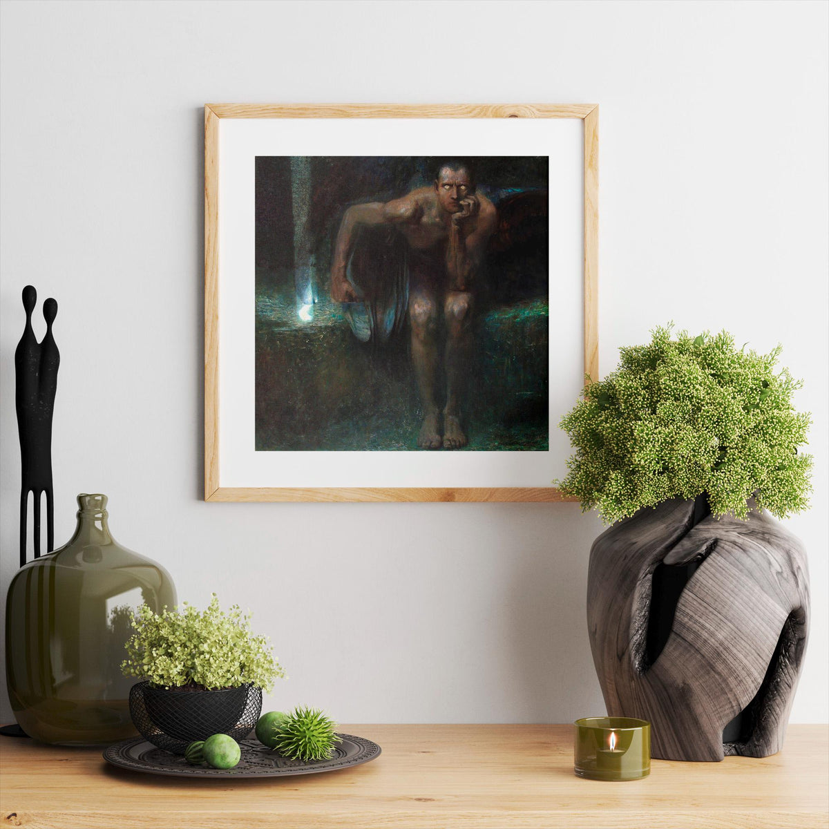 Franz von Stuck - Lucifer. Dark painting print, Lucifer poster print, Gothic art, Gallery wrapped, Giclee canvas, Home d