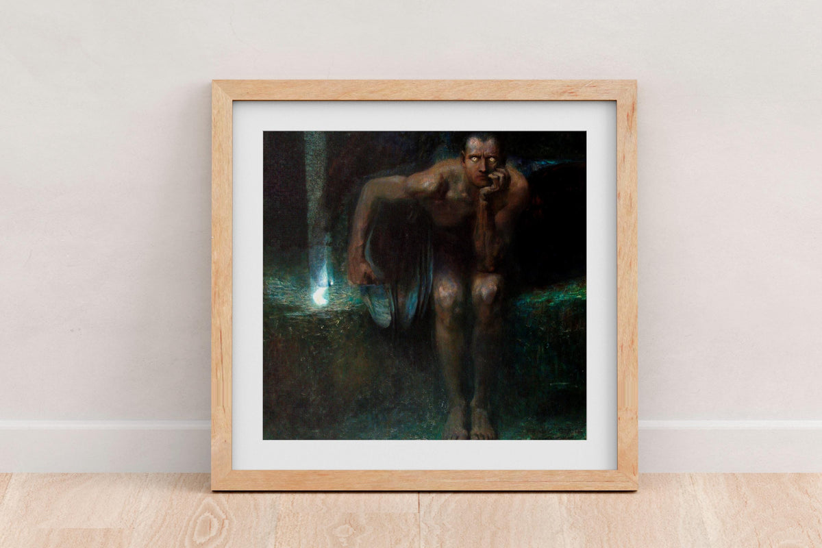 Franz von Stuck - Lucifer. Dark painting print, Lucifer poster print, Gothic art, Gallery wrapped, Giclee canvas, Home d