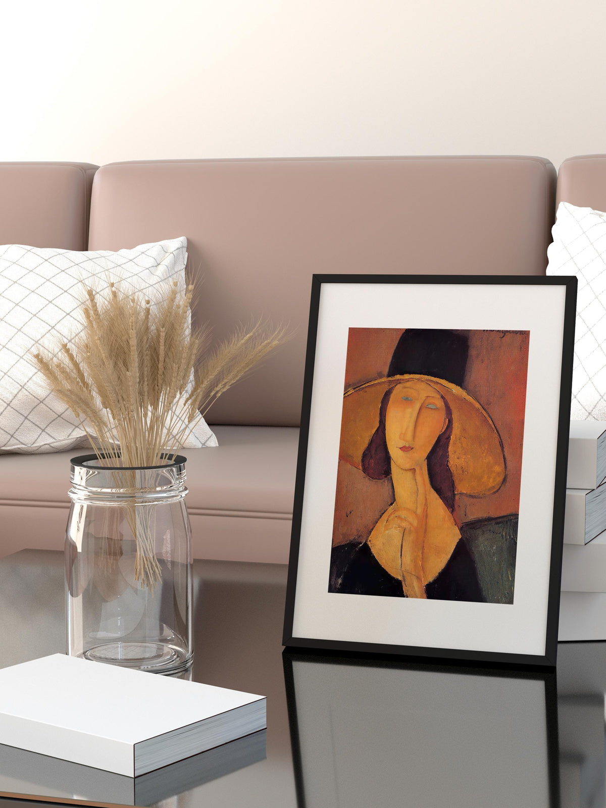 Amedeo Modigliani - Portrait of Jeanne Hebuterne in a Large Hat. Print on canvas, Woman portrait print, Famous art, Kitc