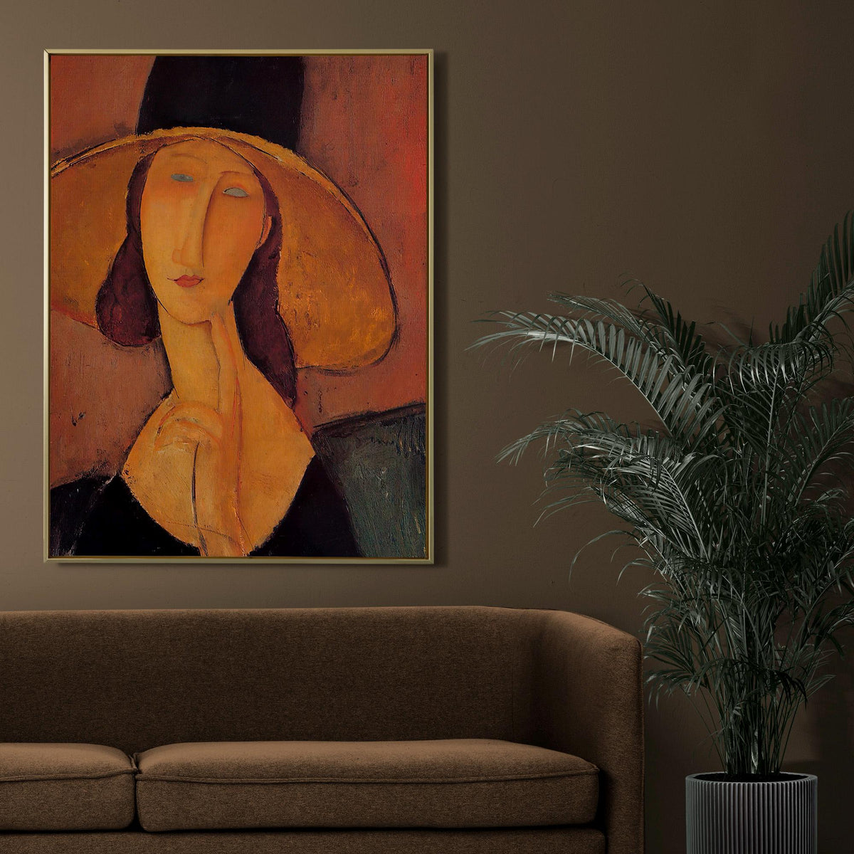 Amedeo Modigliani - Portrait of Jeanne Hebuterne in a Large Hat. Print on canvas, Woman portrait print, Famous art, Kitc