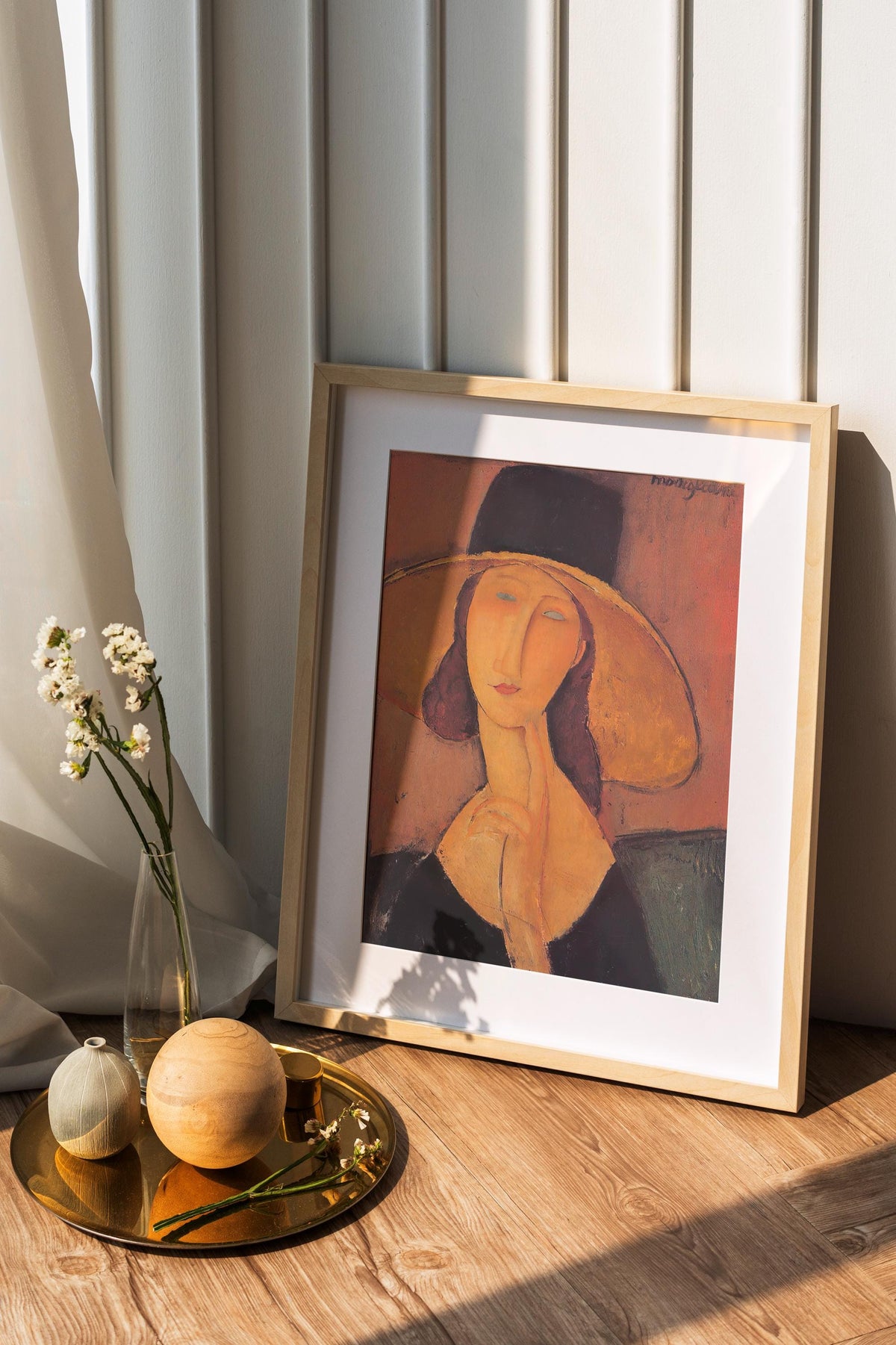 Amedeo Modigliani - Portrait of Jeanne Hebuterne in a Large Hat. Print on canvas, Woman portrait print, Famous art, Kitc