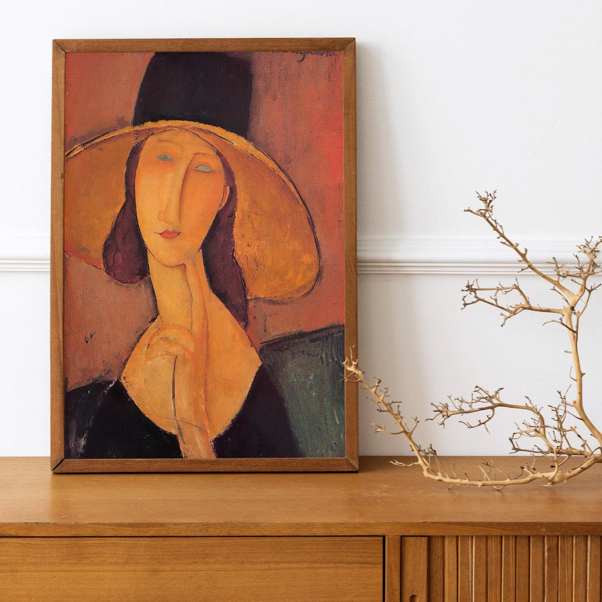Amedeo Modigliani - Portrait of Jeanne Hebuterne in a Large Hat. Print on canvas, Woman portrait print, Famous art, Kitc