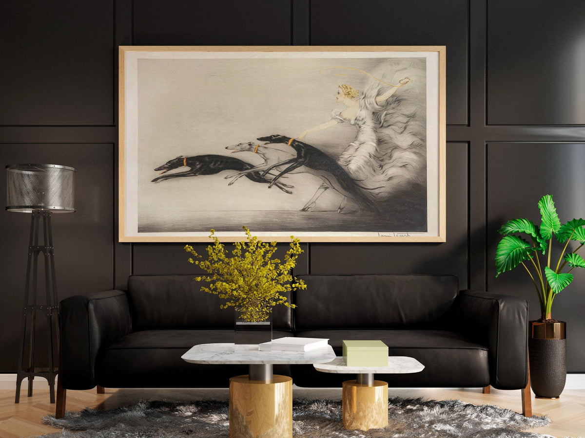 Louis Icart - Vitesse, Speed II. Canvas painting, Canvas reproduction, Vintage art prints, Beautiful girl art, Extravaga