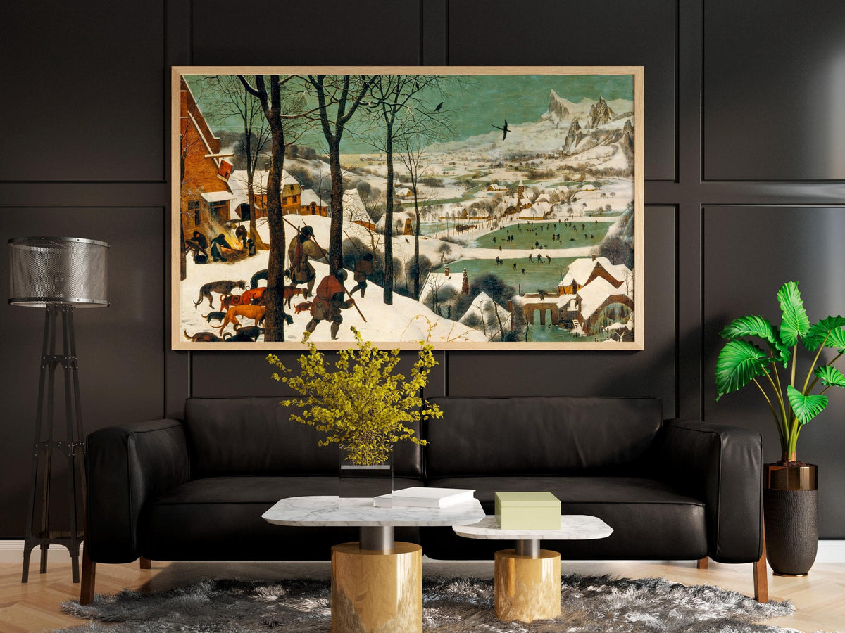 Pieter Bruegel the Elder - Hunters in the Snow. Winter landscape art print, Winter scene wall art, Museum quality print,