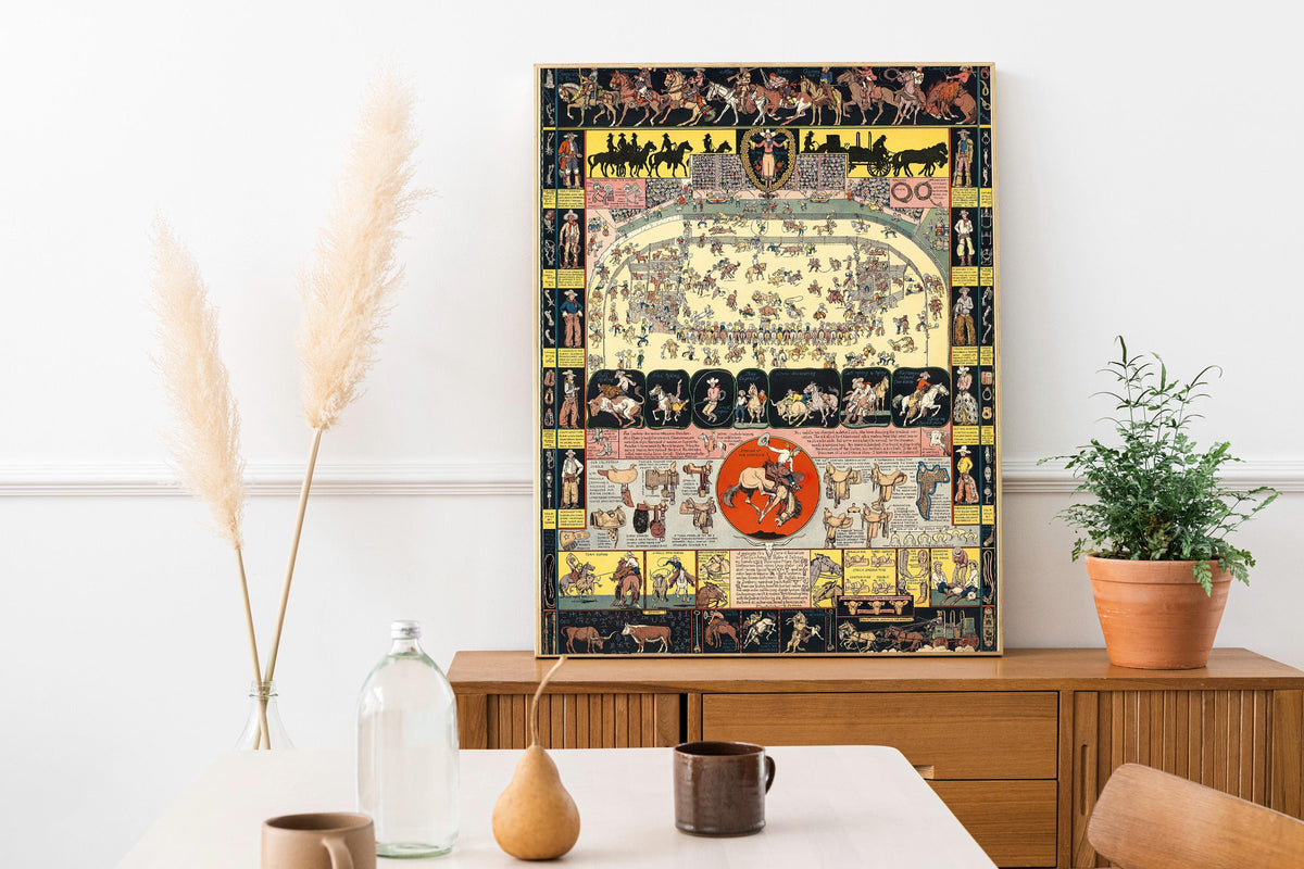 Joseph Jacinto Mora - Evolution of the Cowboy. Western Art, Wild West Decor, Vintage Cowboy Poster, Kitchen wall art, Ca