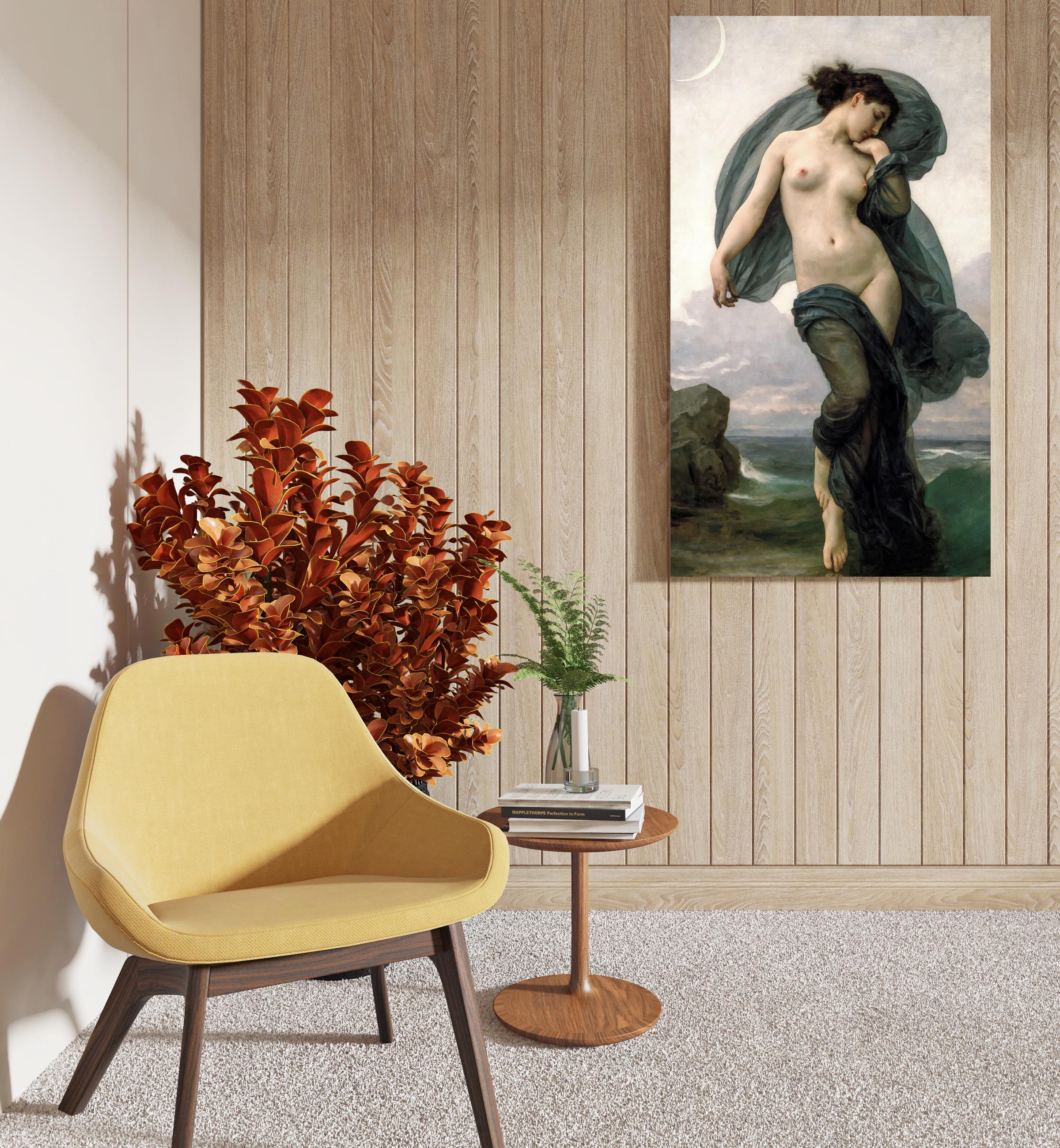 William Adolphe Bouguereau - Evening Mood, Le crepuscule. Sensual art, Canvas painting, Poster print, Mystical woman art