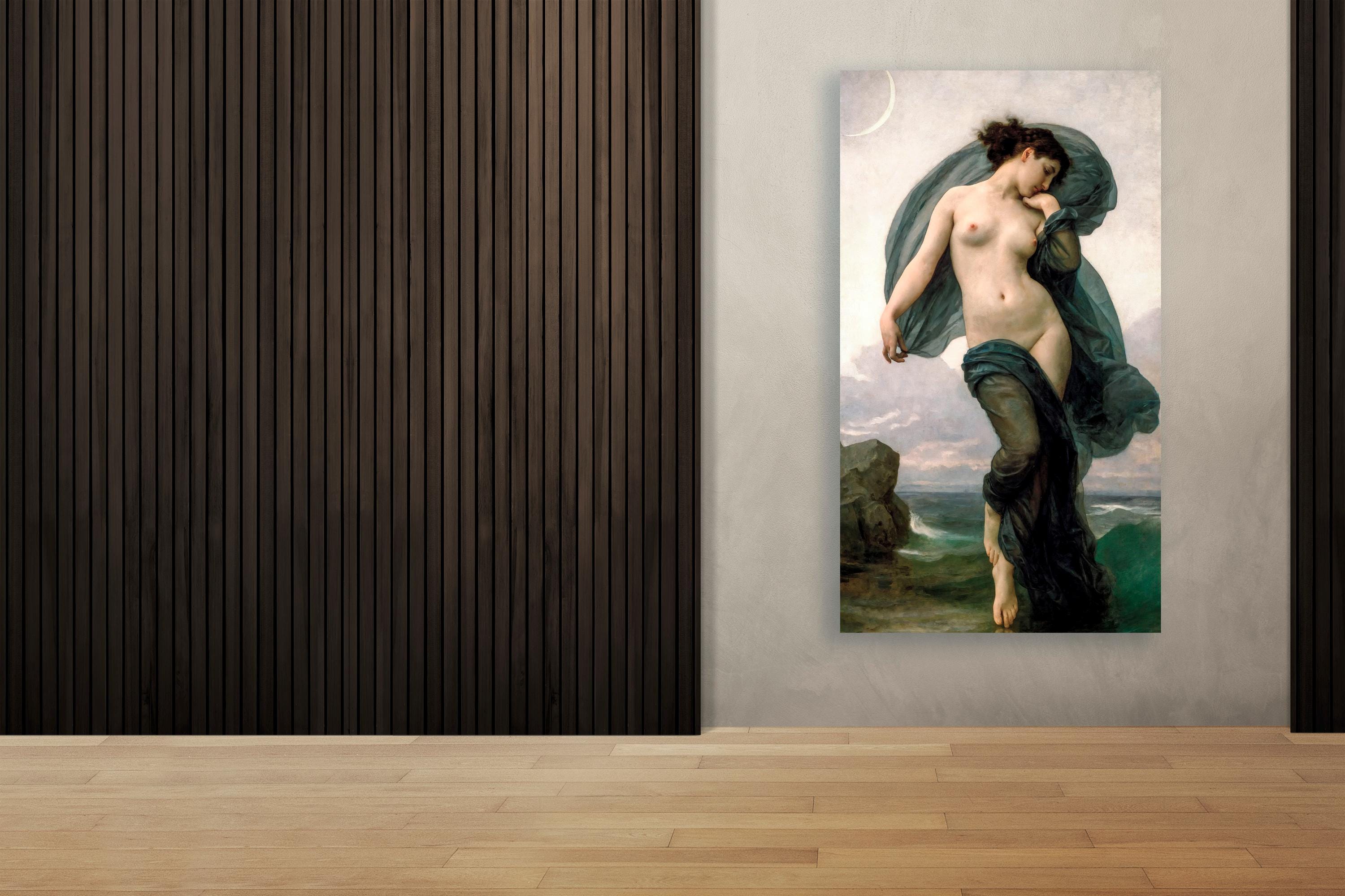 William Adolphe Bouguereau - Evening Mood, Le crepuscule. Sensual art, Canvas painting, Poster print, Mystical woman art