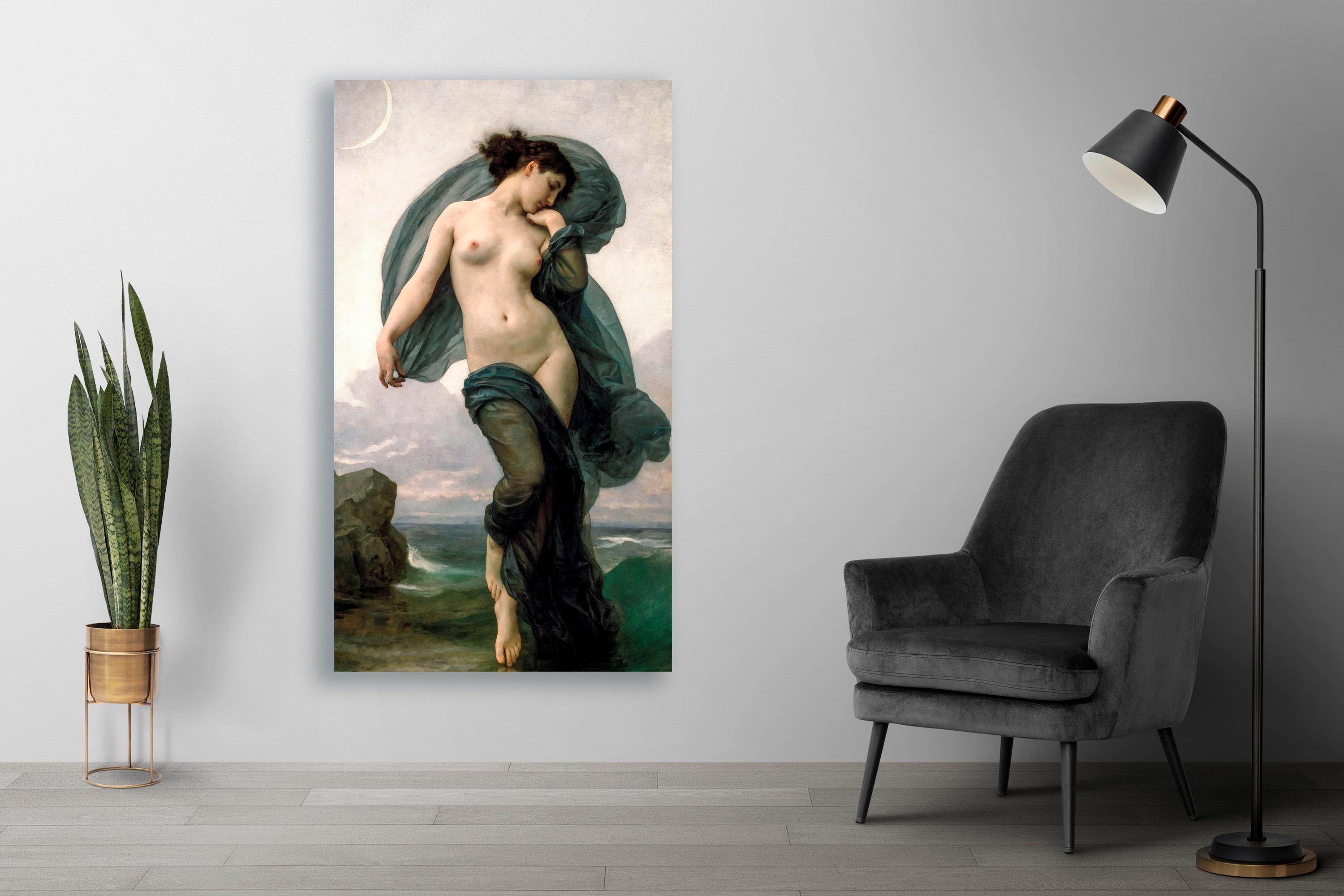 William Adolphe Bouguereau - Evening Mood, Le crepuscule. Sensual art, Canvas painting, Poster print, Mystical woman art