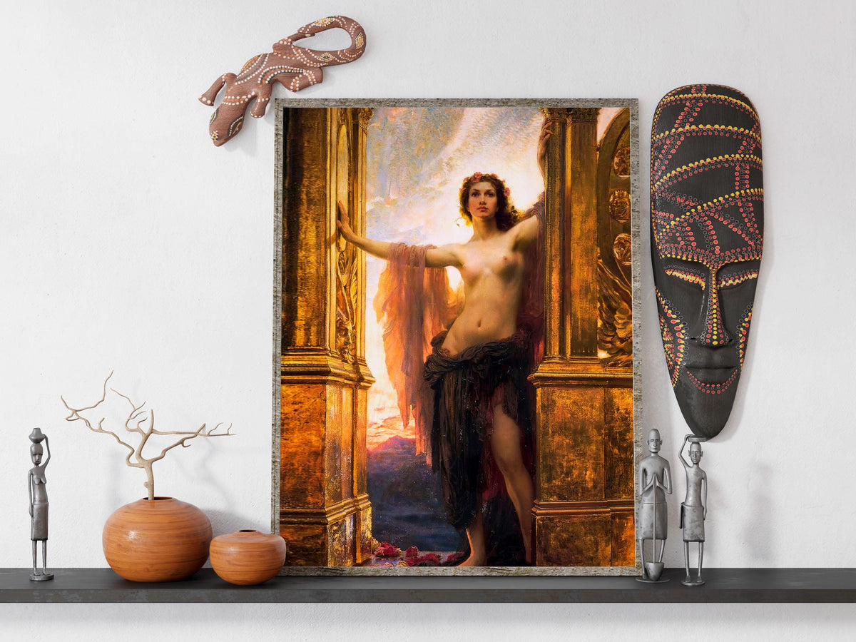 Herbert James Draper - The gates of dawn. Canvas art print, Mystical woman, Giclee canvas, Magic woman art, Poster print