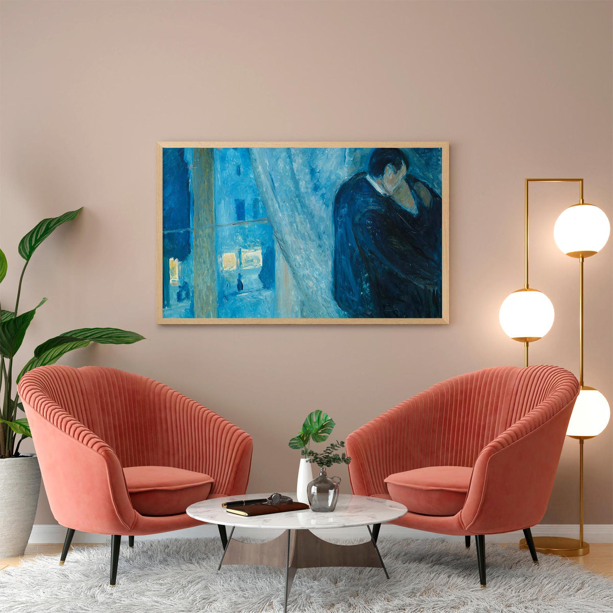Edvard Munch - Kiss by the window. Canvas art print, Couple painting, Love poster print, Living room wall art, Giclee ca