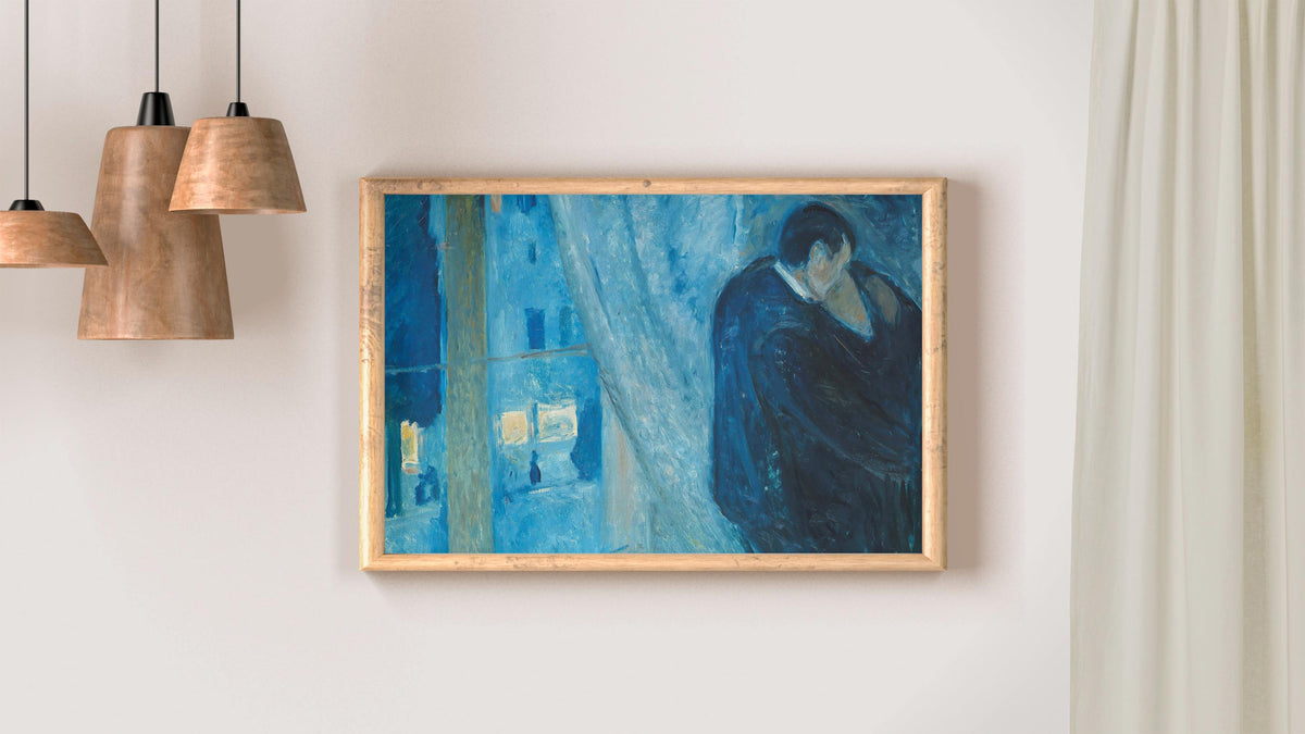 Edvard Munch - Kiss by the window. Canvas art print, Couple painting, Love poster print, Living room wall art, Giclee ca