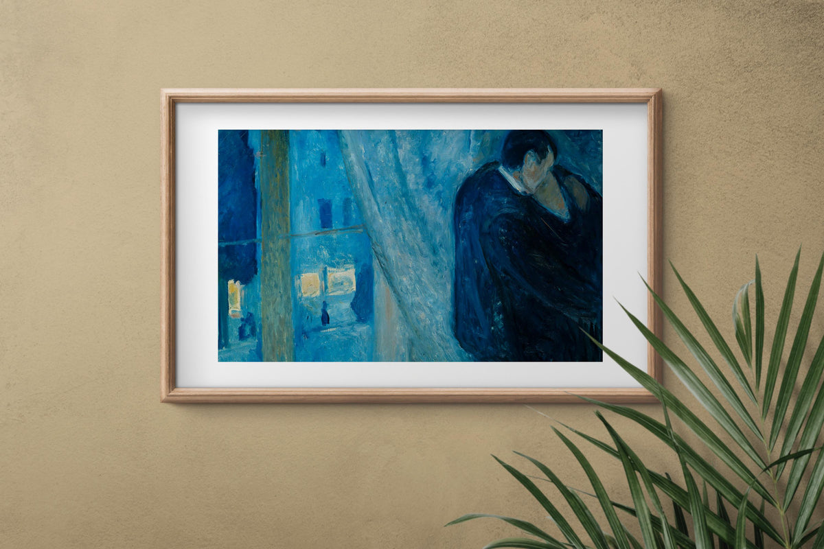 Edvard Munch - Kiss by the window. Canvas art print, Couple painting, Love poster print, Living room wall art, Giclee ca