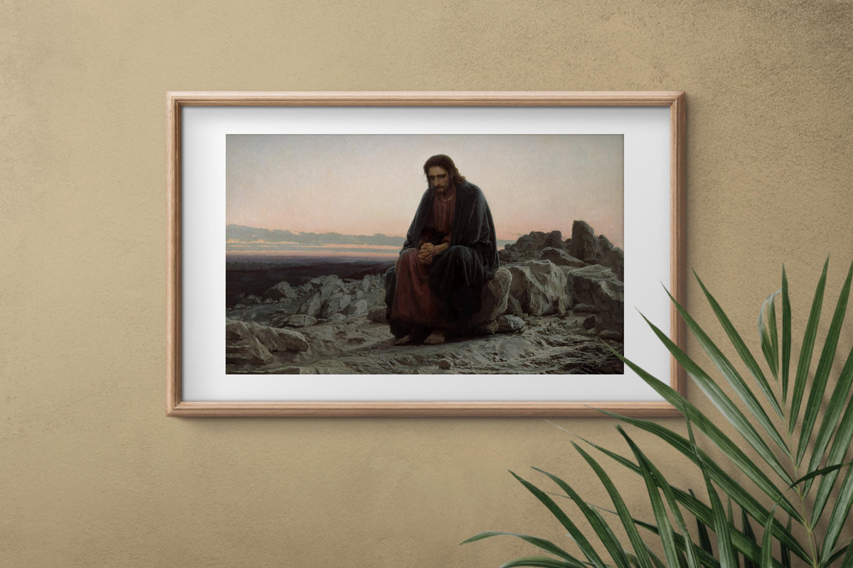 Ivam Kramskoi - Christ in the Wilderness. Classic wall art, Biblical art print, Religious art, Canvas painting, Poster p