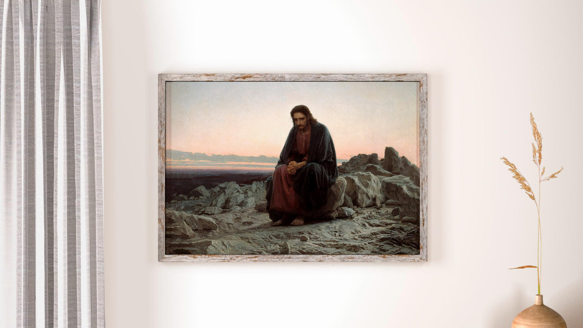 Ivam Kramskoi - Christ in the Wilderness. Classic wall art, Biblical art print, Religious art, Canvas painting, Poster p