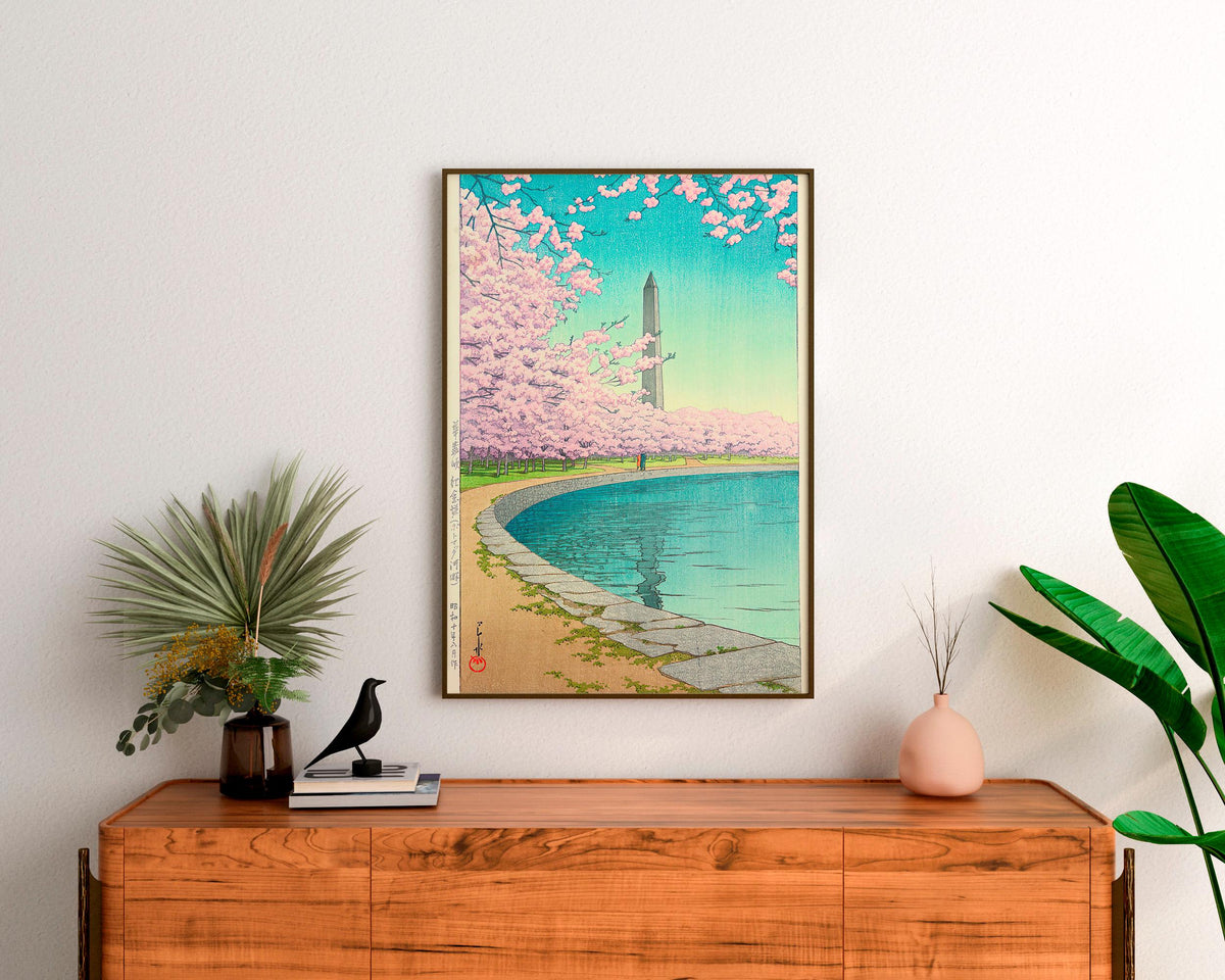 Kawase Hasui - Washington Monument. Japanese painting, Japanese landscape, Bedroom decor, Canvas art print, Large wall a