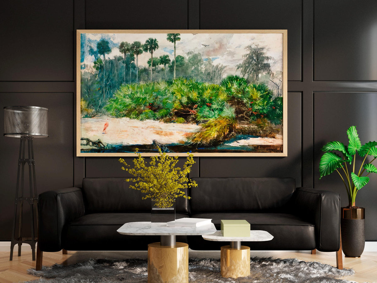 Winslow Homer - Florida Jungle. Landscape nature, Jungle painting, Print on canvas, Poster print, Gallery wrapped, Fine 