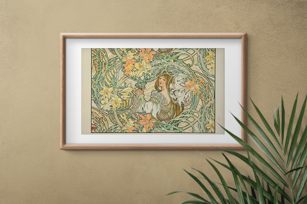 Alphonse Mucha - Language of Flowers. Art nouveau wall art, Magic woman art, Mucha poster print, Canvas painting, Kitche