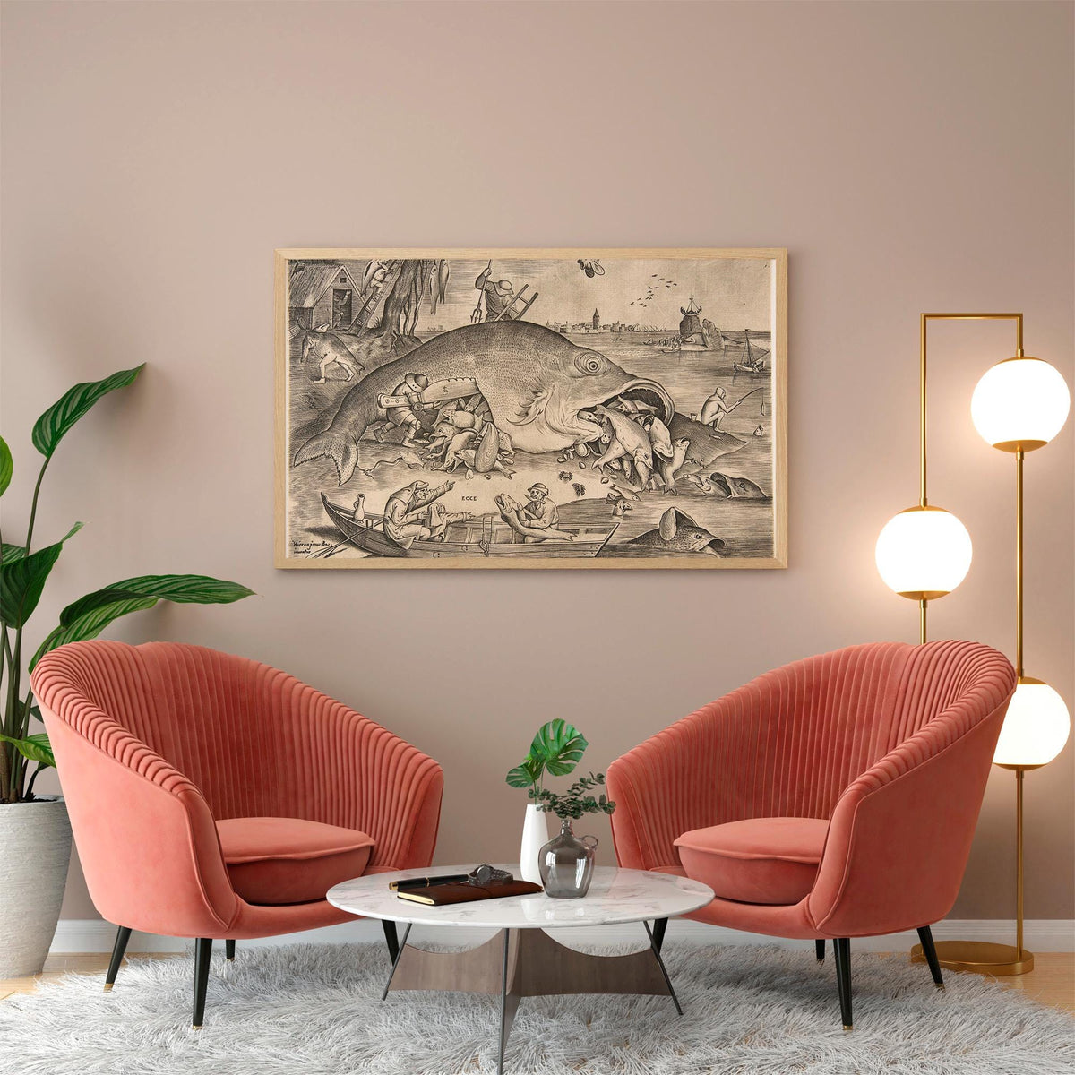 Pieter Bruegel the Elder - Big Fish Eat Little Fish. Classic wall art, Bruegel art print, Fish poster print, Gallery wra