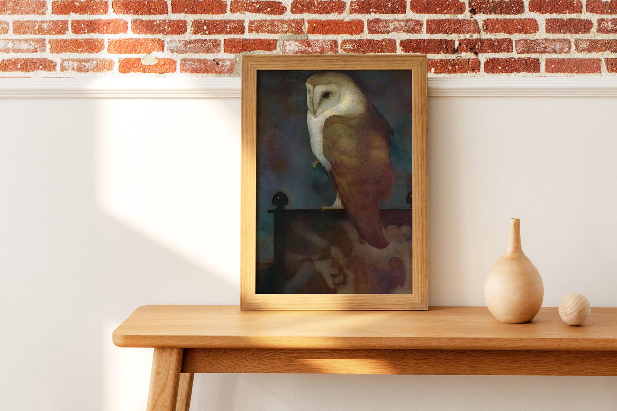 Jan Mankes - Big Owl. Print on canvas, Owl art print, Dark academia art, Living room wall art, Canvas art print, Home de