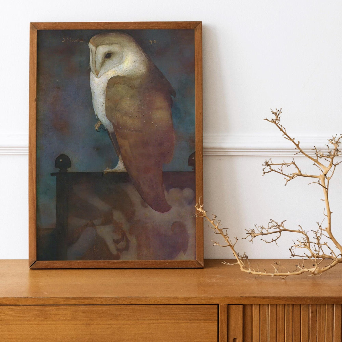 Jan Mankes - Big Owl. Print on canvas, Owl art print, Dark academia art, Living room wall art, Canvas art print, Home de