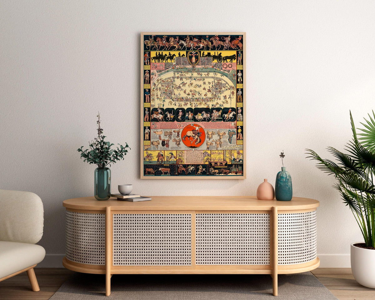 Joseph Jacinto Mora - Evolution of the Cowboy. Western Art, Wild West Decor, Vintage Cowboy Poster, Kitchen wall art, Ca