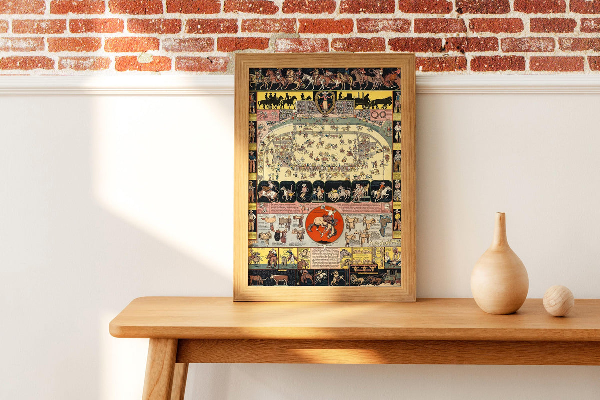 Joseph Jacinto Mora - Evolution of the Cowboy. Western Art, Wild West Decor, Vintage Cowboy Poster, Kitchen wall art, Ca
