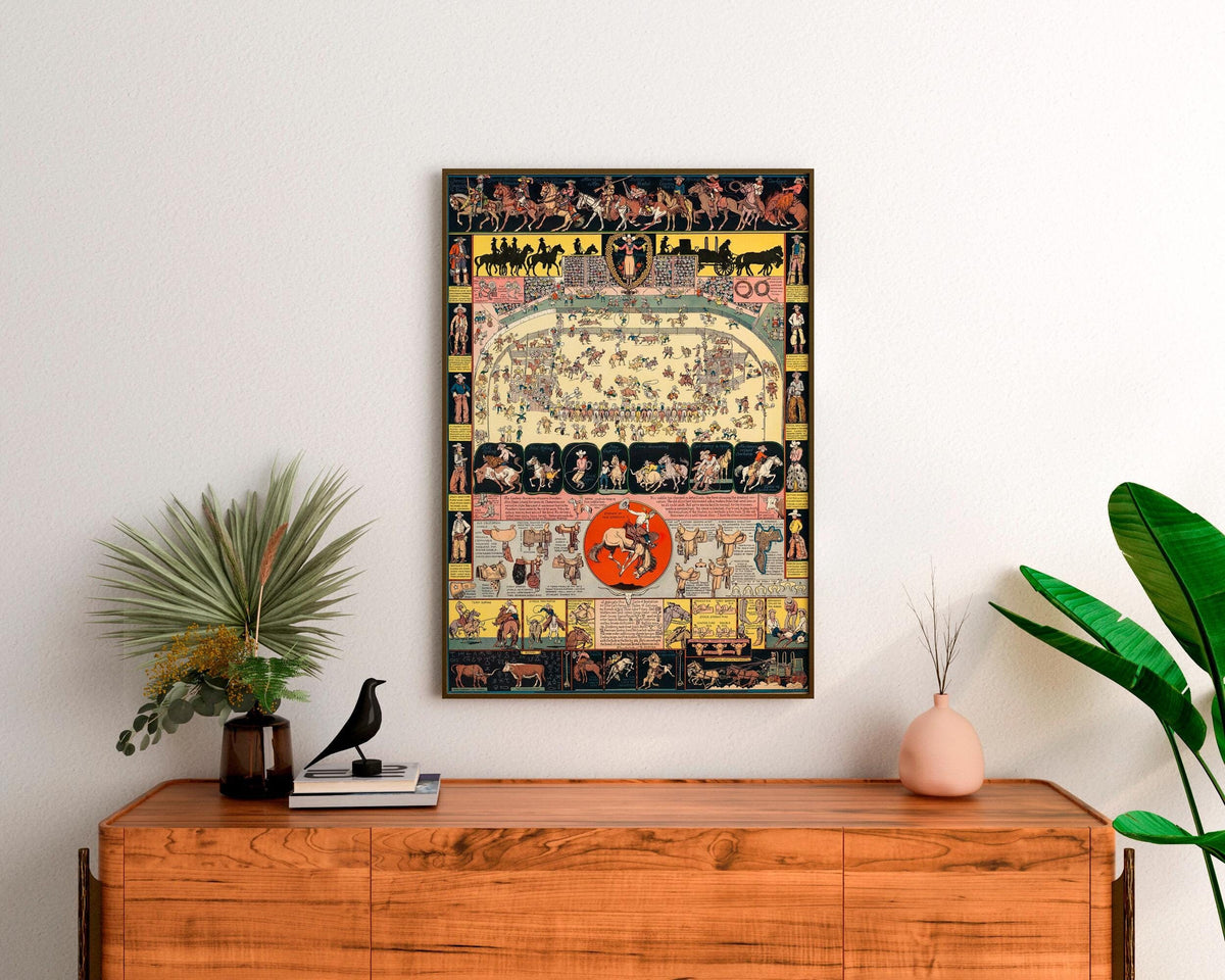 Joseph Jacinto Mora - Evolution of the Cowboy. Western Art, Wild West Decor, Vintage Cowboy Poster, Kitchen wall art, Ca