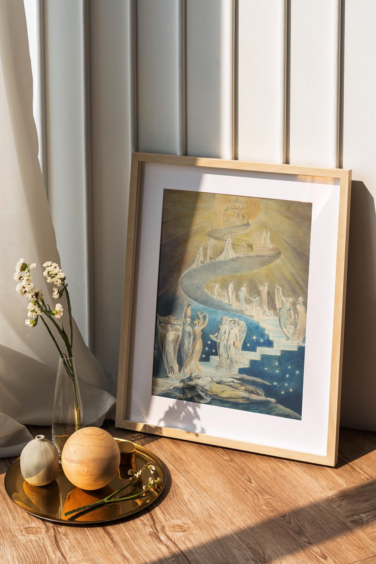 William Blake, Jacob’s Ladder - symbolic wall art, dark spiritual decor, museum style print, bedroom wall decor, classic