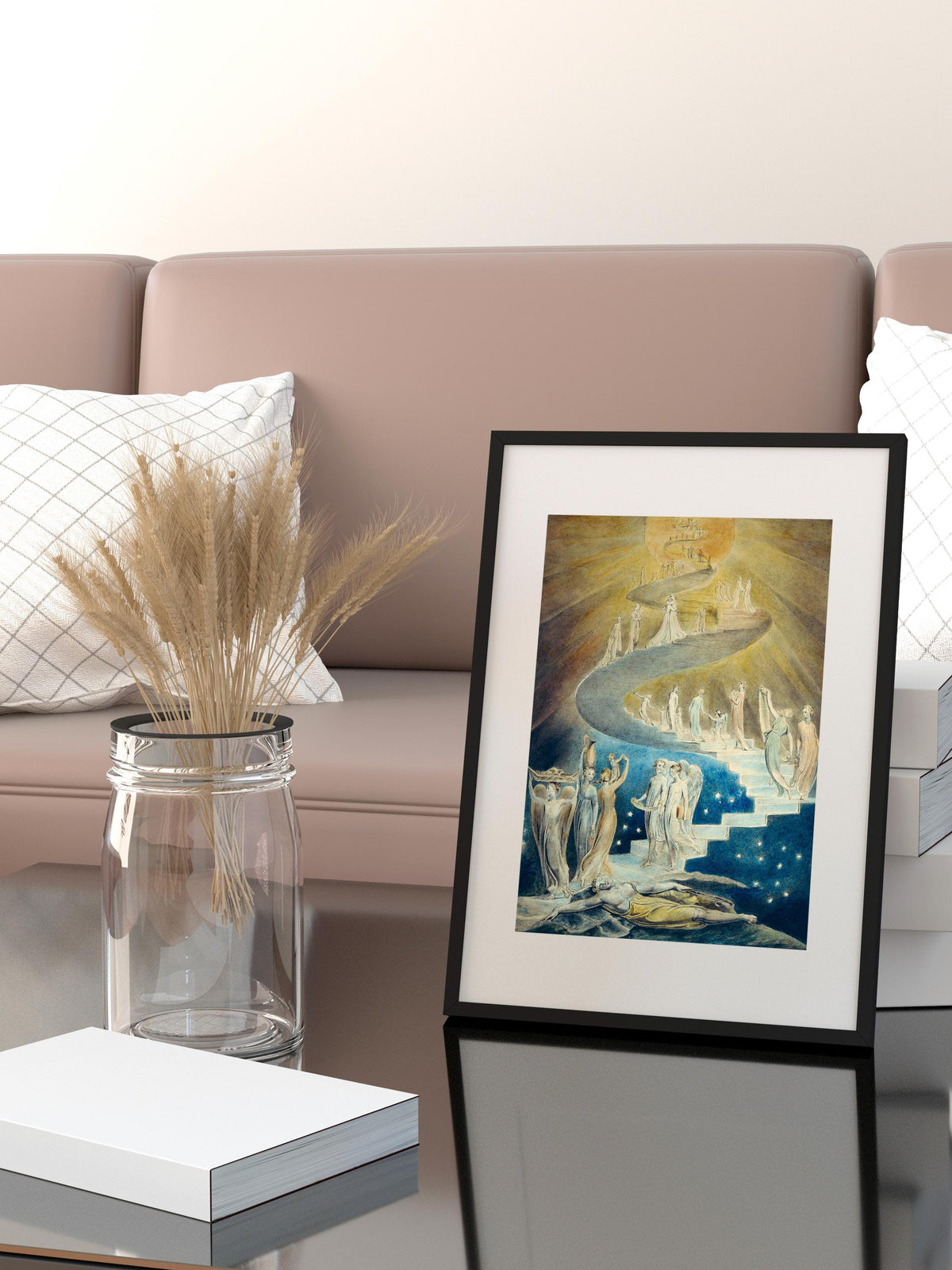 William Blake, Jacob’s Ladder - symbolic wall art, dark spiritual decor, museum style print, bedroom wall decor, classic