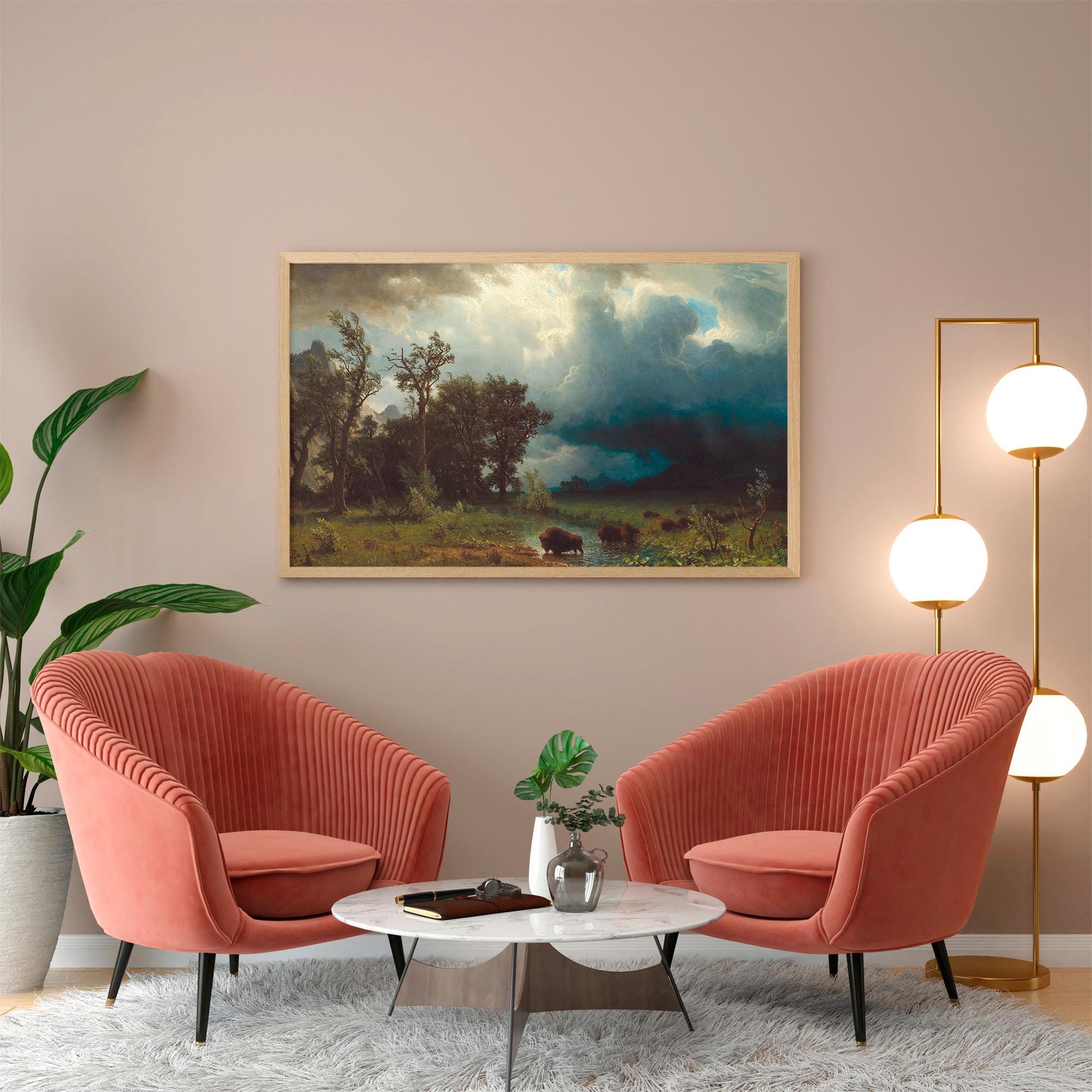 Albert Bierstadt - The Buffalo Trail. Landscape nature, Canvas art print, Home decor, Bierstadt canvas art, Giclee canva