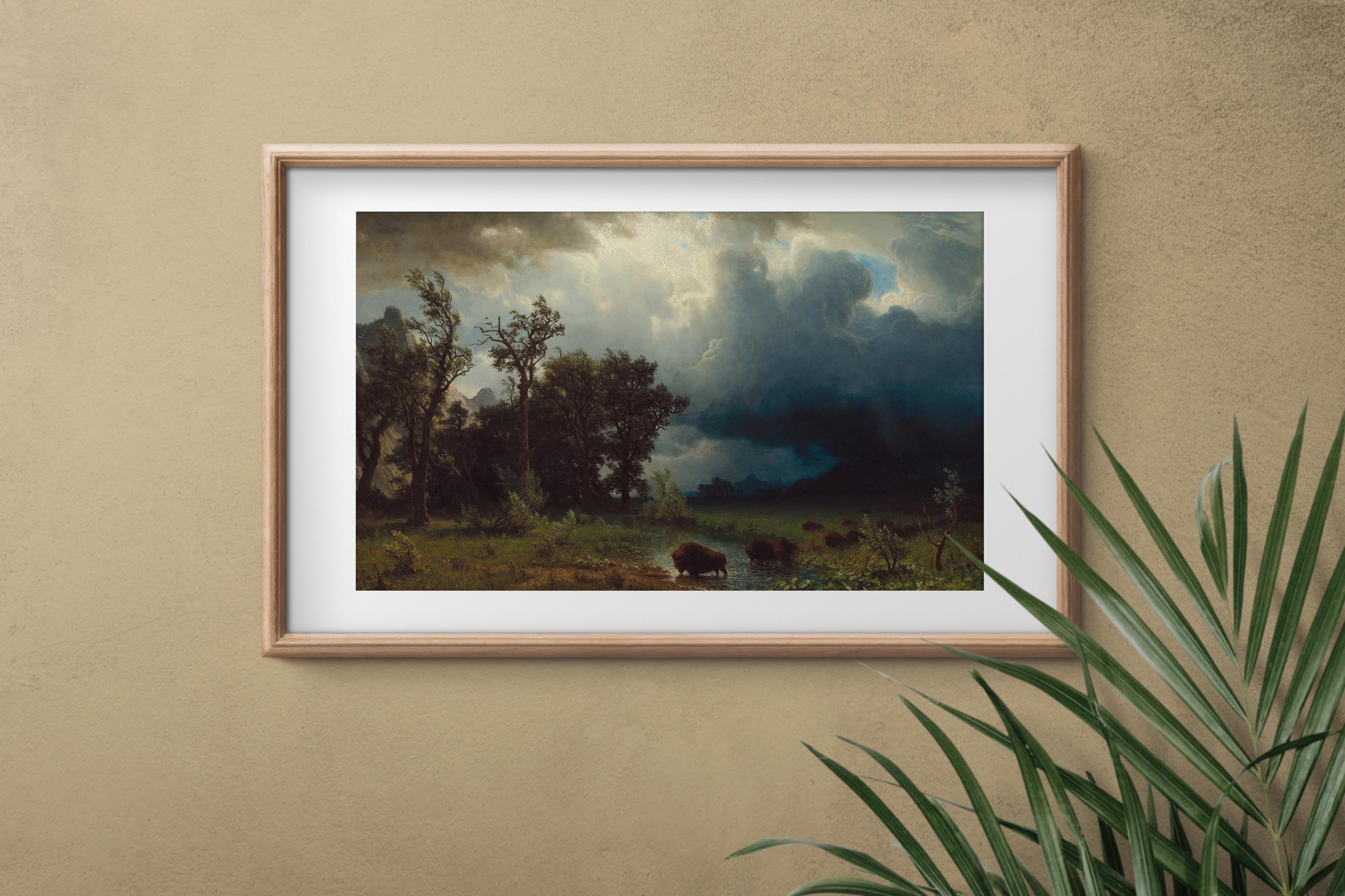 Albert Bierstadt - The Buffalo Trail. Landscape nature, Canvas art print, Home decor, Bierstadt canvas art, Giclee canva