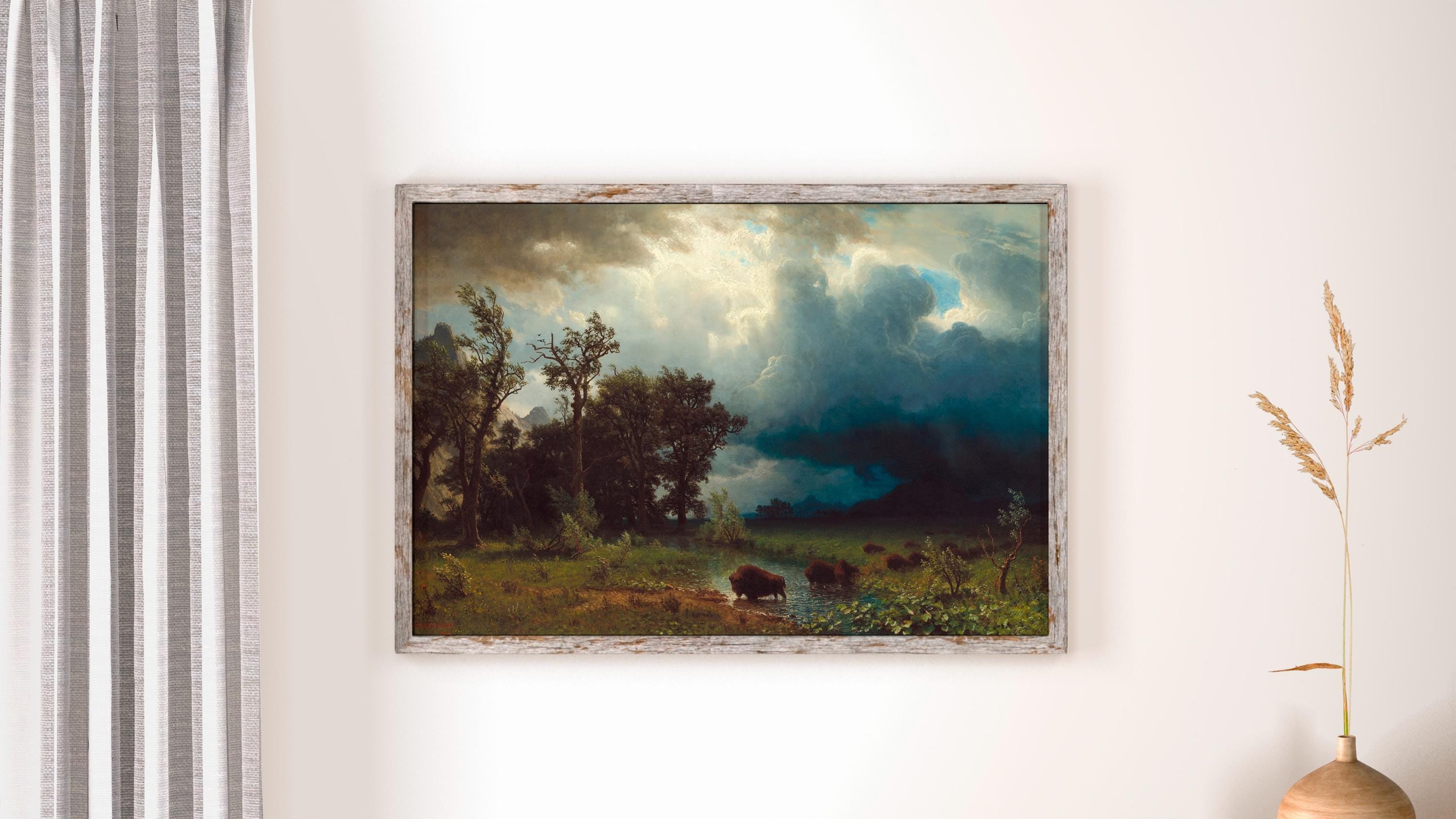 Albert Bierstadt - The Buffalo Trail. Landscape nature, Canvas art print, Home decor, Bierstadt canvas art, Giclee canva