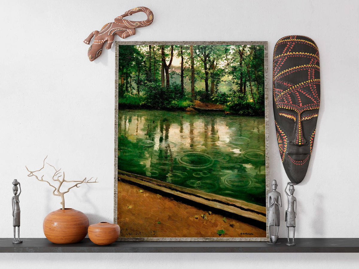 Gustave Caillebotte - L Yerres, pluie, Rain. Landscape nature, Kitchen wall art, Giclee canvas, Nature painting, Rain po