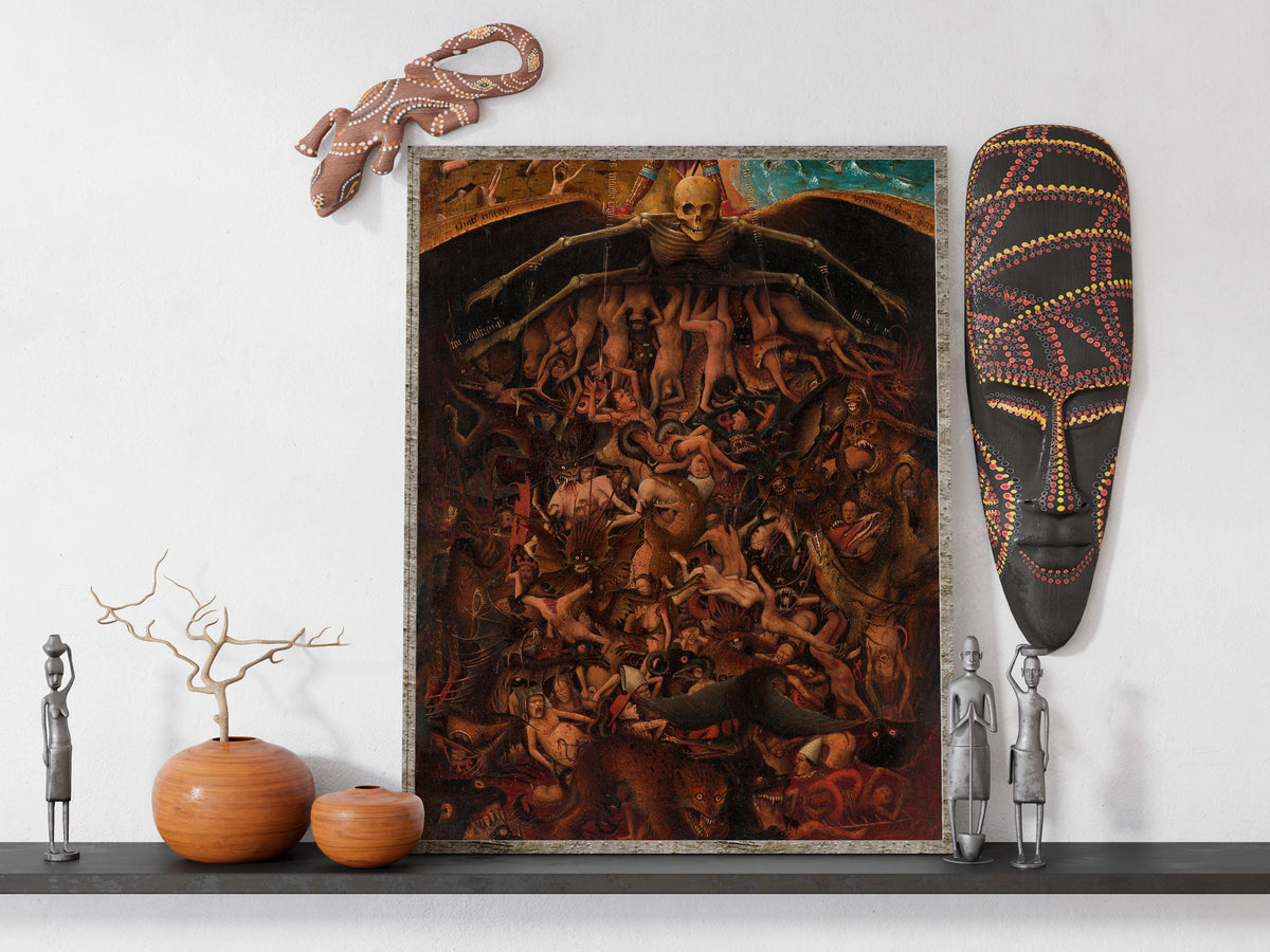 Jan van Eyck - Last Judgement. Dark wall art, Canvas painting, Gothic art print, Classic wall art, Vintage decor, Ready 