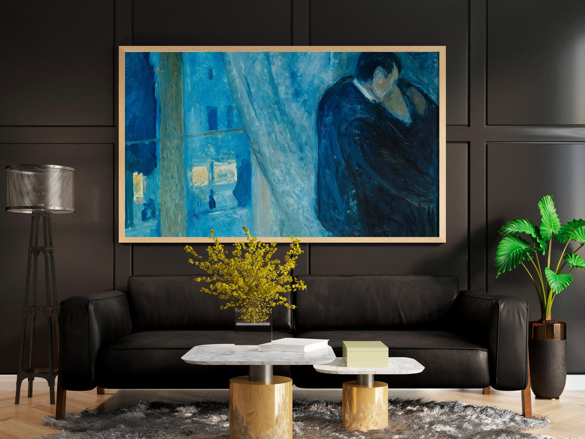 Edvard Munch - Kiss by the window. Canvas art print, Couple painting, Love poster print, Living room wall art, Giclee ca