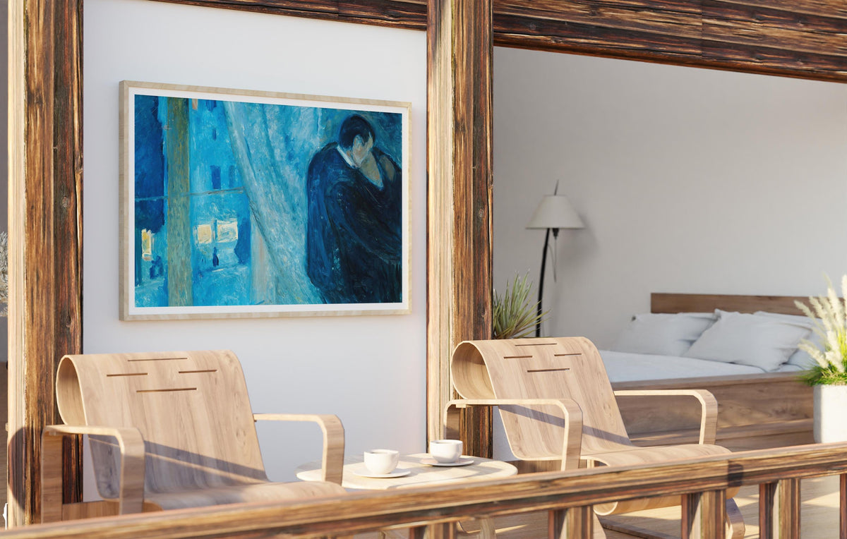 Edvard Munch - Kiss by the window. Canvas art print, Couple painting, Love poster print, Living room wall art, Giclee ca