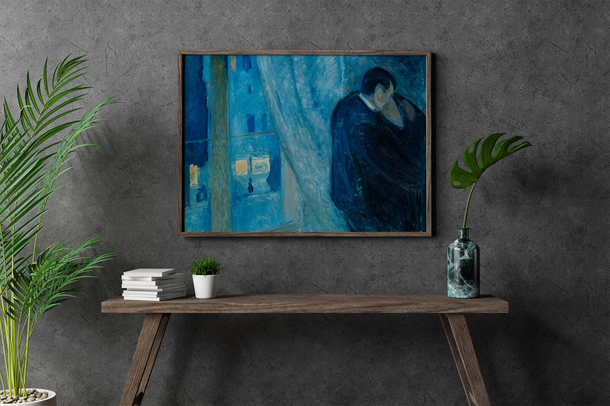 Edvard Munch - Kiss by the window. Canvas art print, Couple painting, Love poster print, Living room wall art, Giclee ca