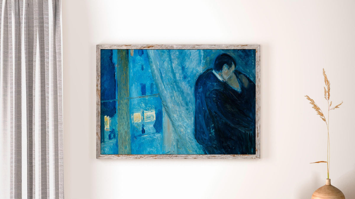 Edvard Munch - Kiss by the window. Canvas art print, Couple painting, Love poster print, Living room wall art, Giclee ca