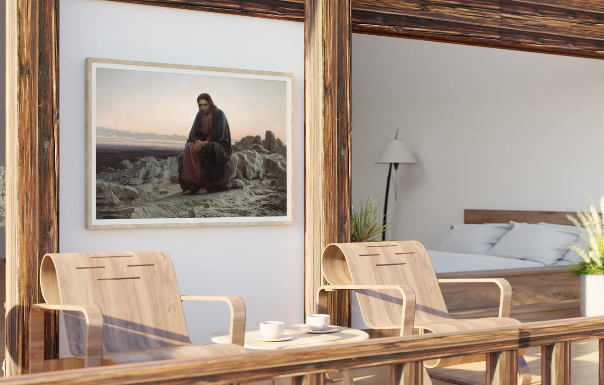Ivam Kramskoi - Christ in the Wilderness. Classic wall art, Biblical art print, Religious art, Canvas painting, Poster p